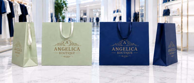 Custom paper shopping bag printing with logo branding for retail businesses in Dubai