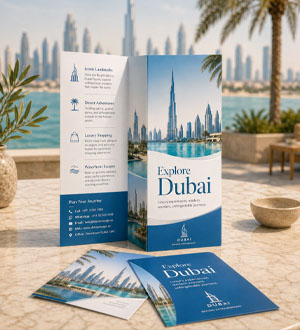 Custom brochure printing for business marketing and promotions in Dubai