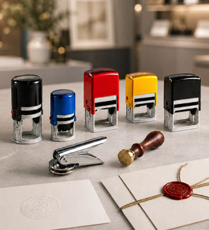 Custom rubber stamp making with self inking stamps embossing seal and wax stamp in Dubai