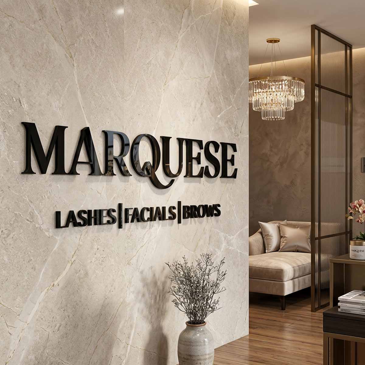 Premium 3D acrylic wall signage for beauty salon and spa reception in Dubai
