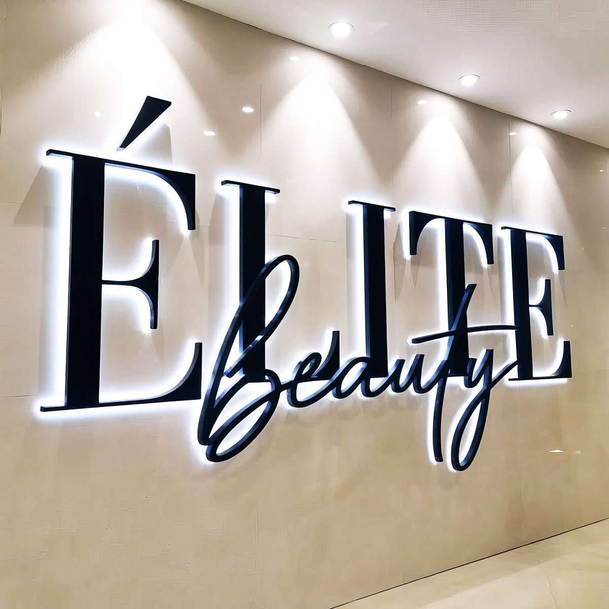 LED backlit signage in Dubai with custom 3D illuminated letters for beauty salon branding