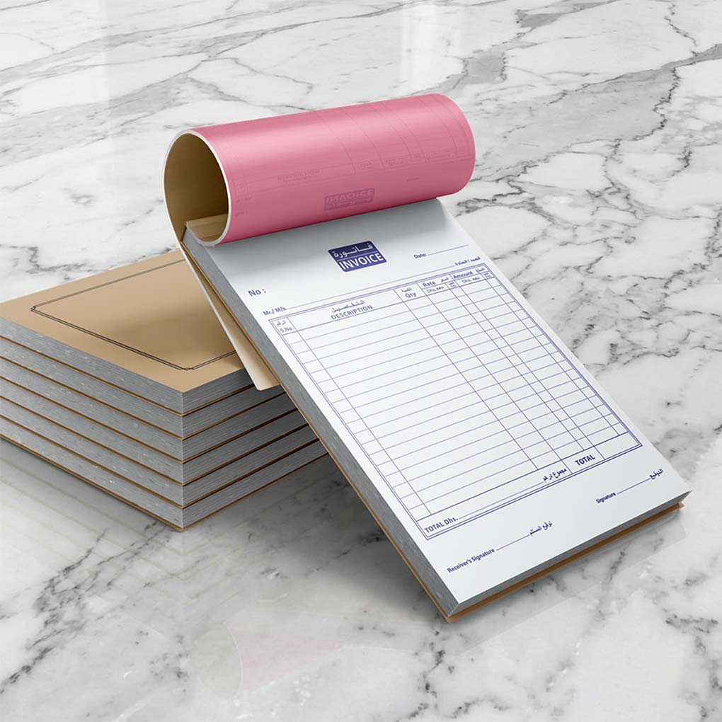 NCR invoice book printing in Dubai with custom duplicate and triplicate business invoice forms