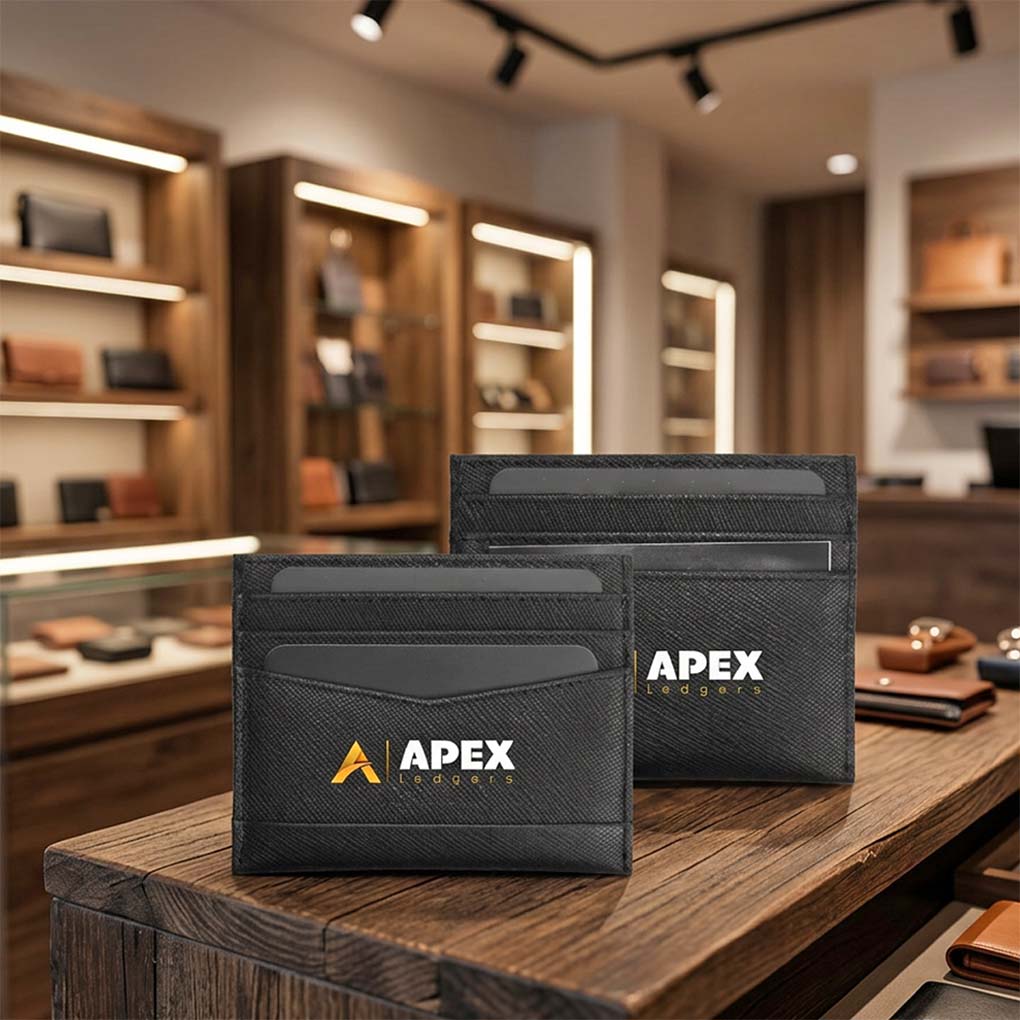 Custom logo leather card holder for corporate gifts in Dubai