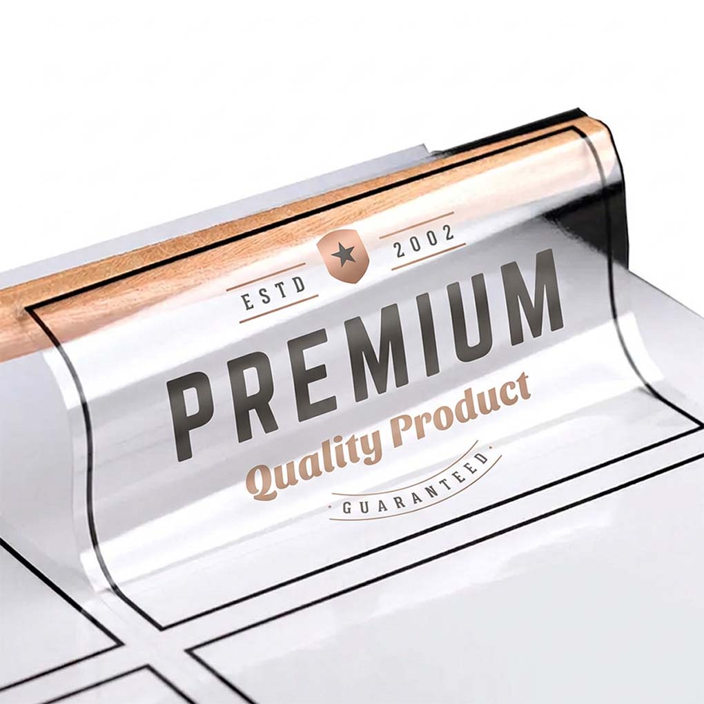 Premium transparent label printing in Dubai for product packaging and custom brandin
