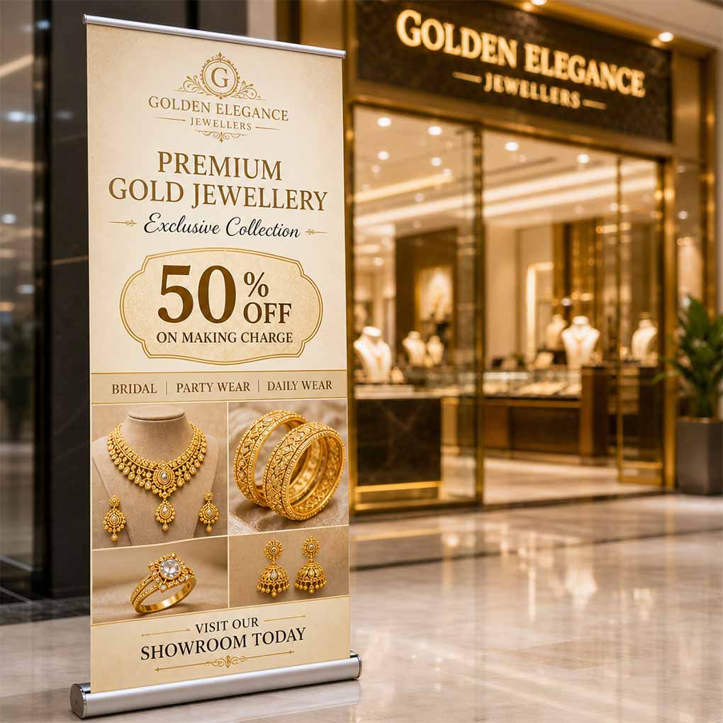 Roll up banner printing in Dubai for retail promotions, exhibitions, events and business advertising