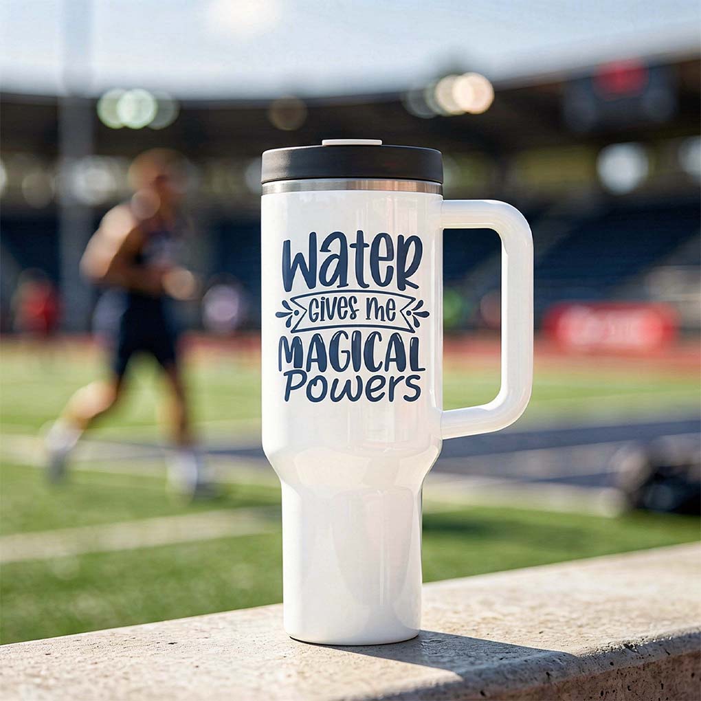 Custom travel mug printing in Dubai with personalized text for corporate gifts sports and promotional use