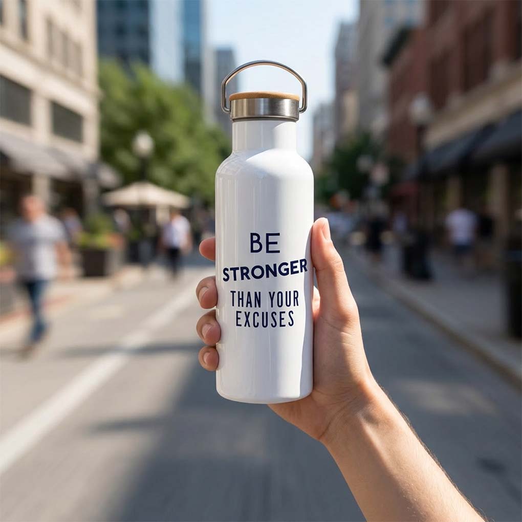Personalized stainless steel flask printing in Dubai with custom text for promotional and corporate gifts