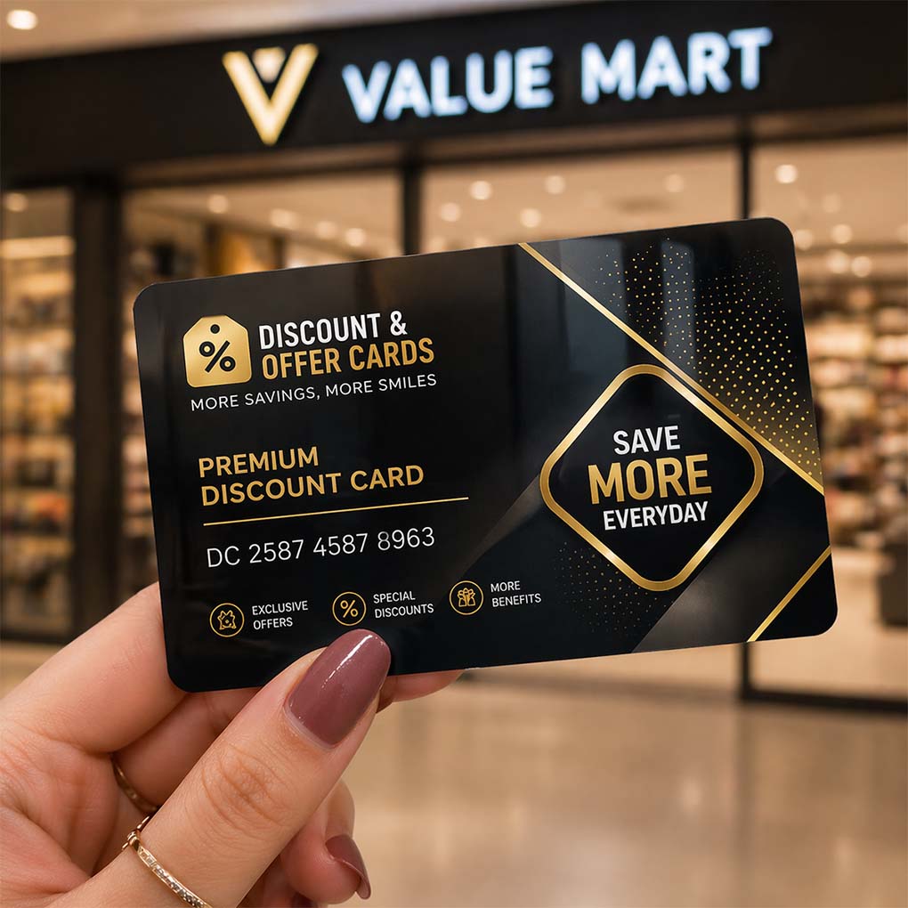 Custom PVC membership and discount card printing for retail businesses in Dubai