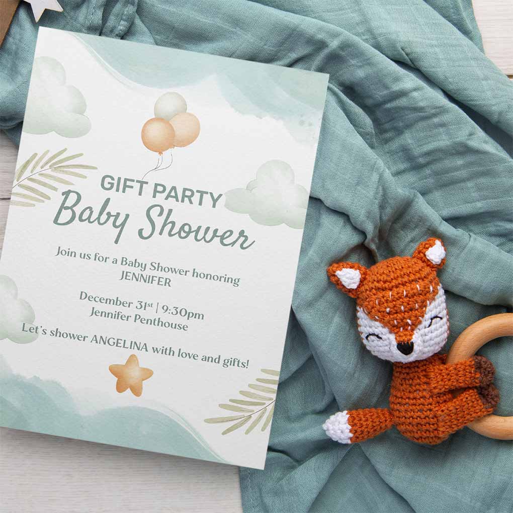 Baby shower invitation card printing in Dubai with personalized design and premium quality print
