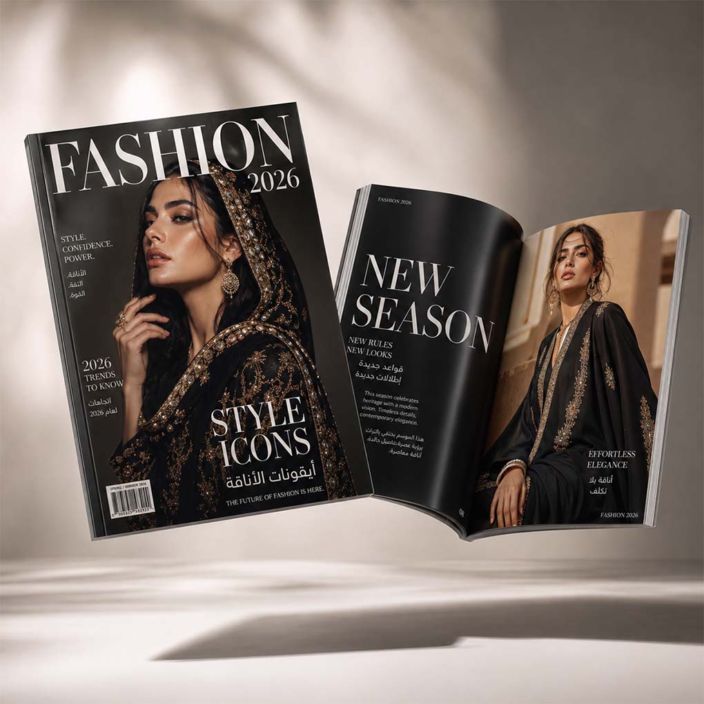 Luxury fashion magazine printing in Dubai with premium full color cover and interior page printing