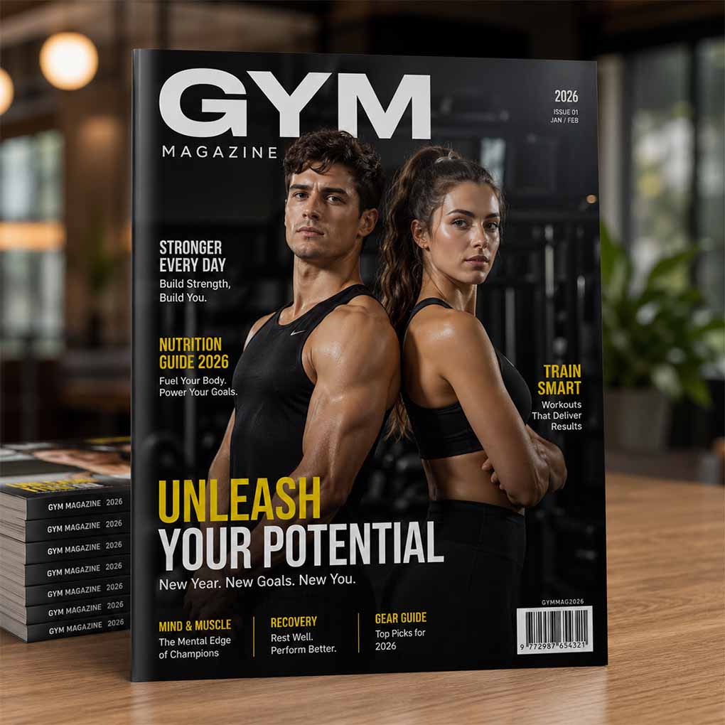 Professional fitness magazine printing in Dubai with high quality full color cover and binding