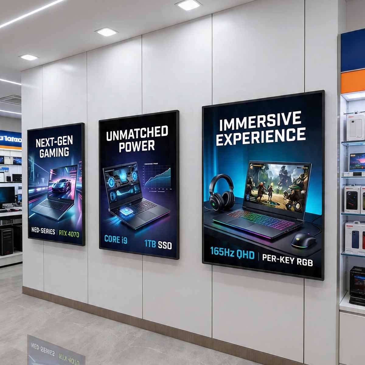 Retail magnetic LED light box displays for illuminated advertising posters in Dubai