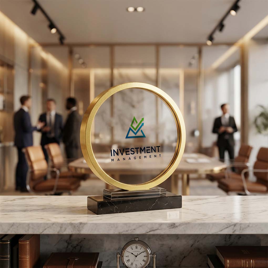 Premium corporate memento award with custom logo for business recognition and events in Dubai