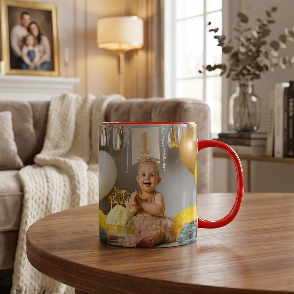 Personalized birthday photo mug printing with custom picture for gifts and special occasions in Dubai
