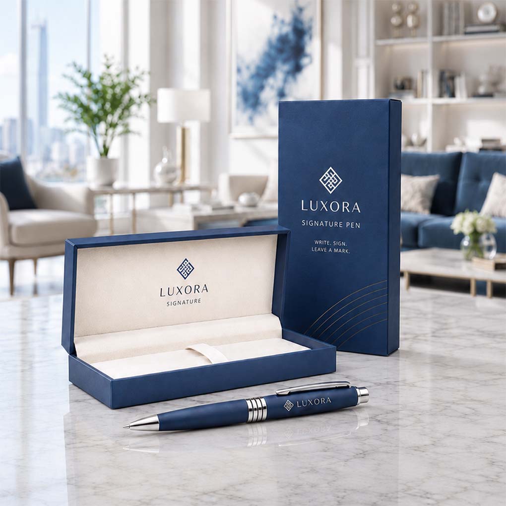 Custom branded executive pen with premium gift box for corporate gifting and promotions in Dubai UAE
