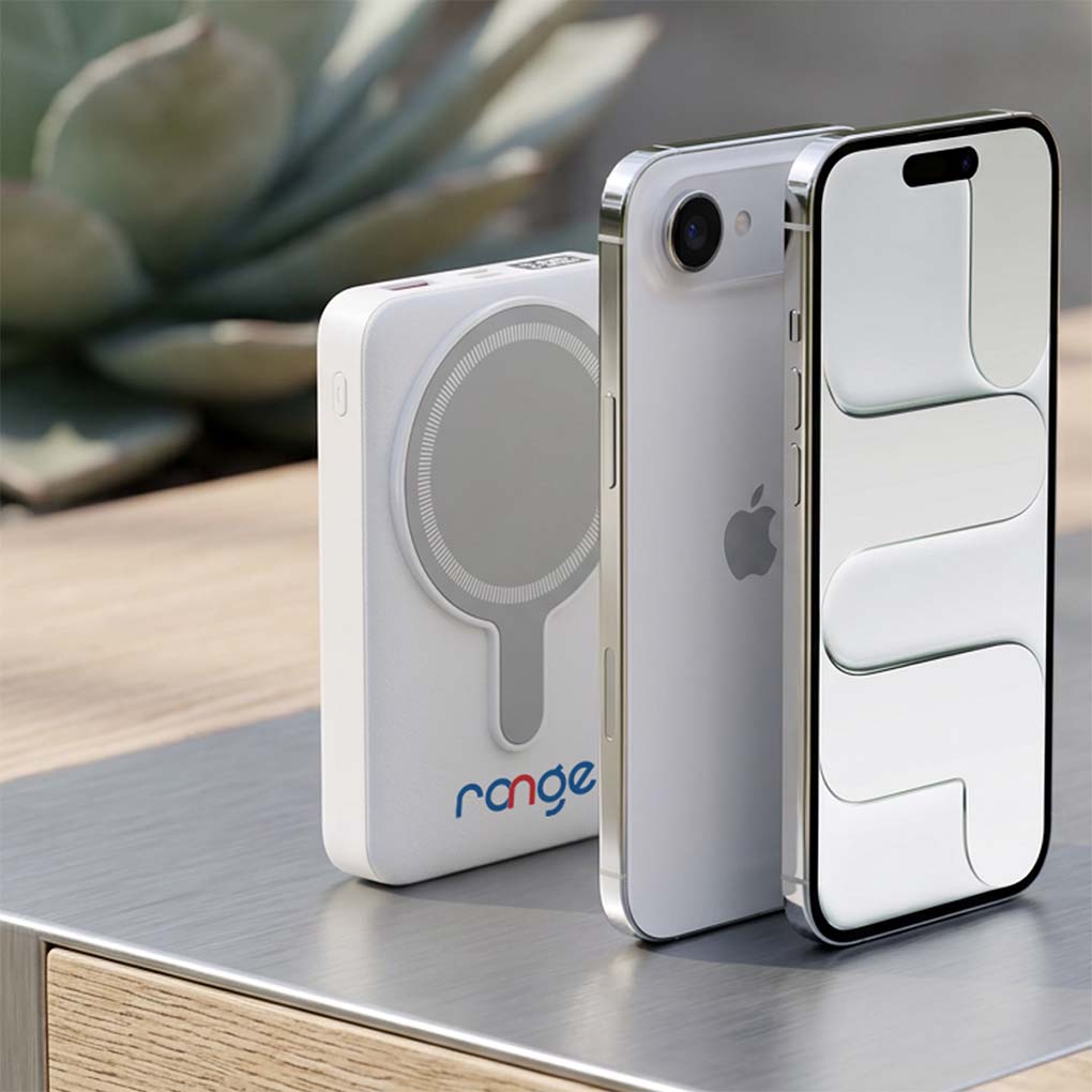 Custom magnetic wireless power bank with company logo printing for promotional gifts in Dubai UAE