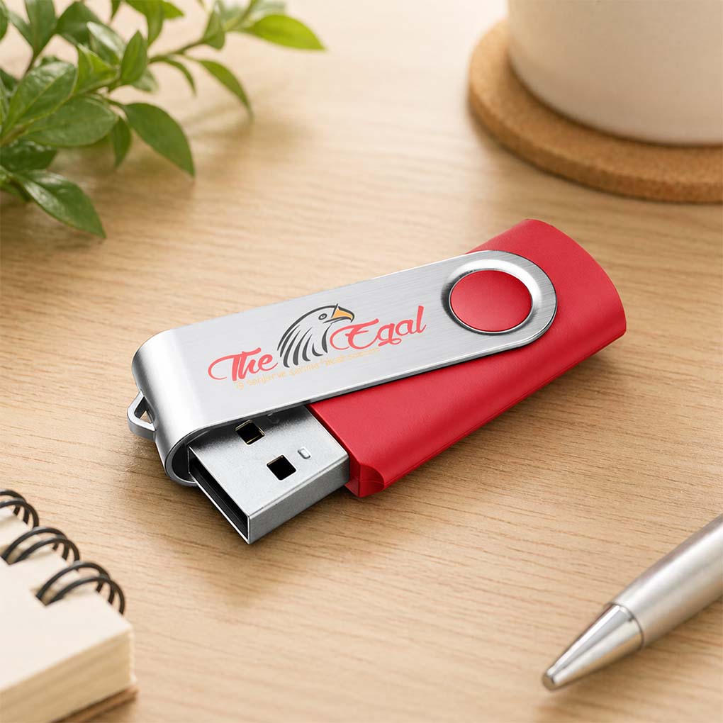 Custom logo USB flash drive for corporate promotional gifts and branded business giveaways in Dubai UAE
