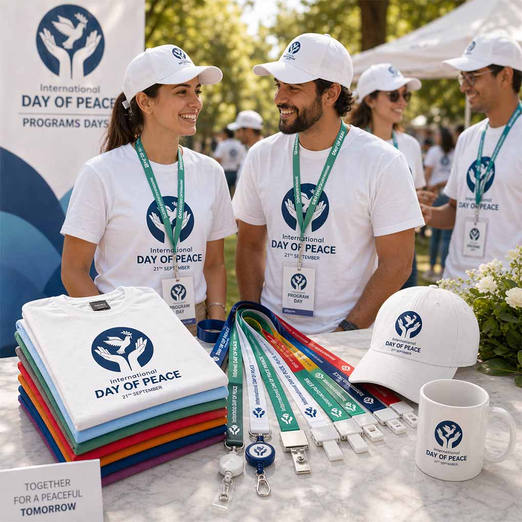 Corporate event sublimation printing for custom T-shirts, caps, mugs and branded promotional items in Dubai