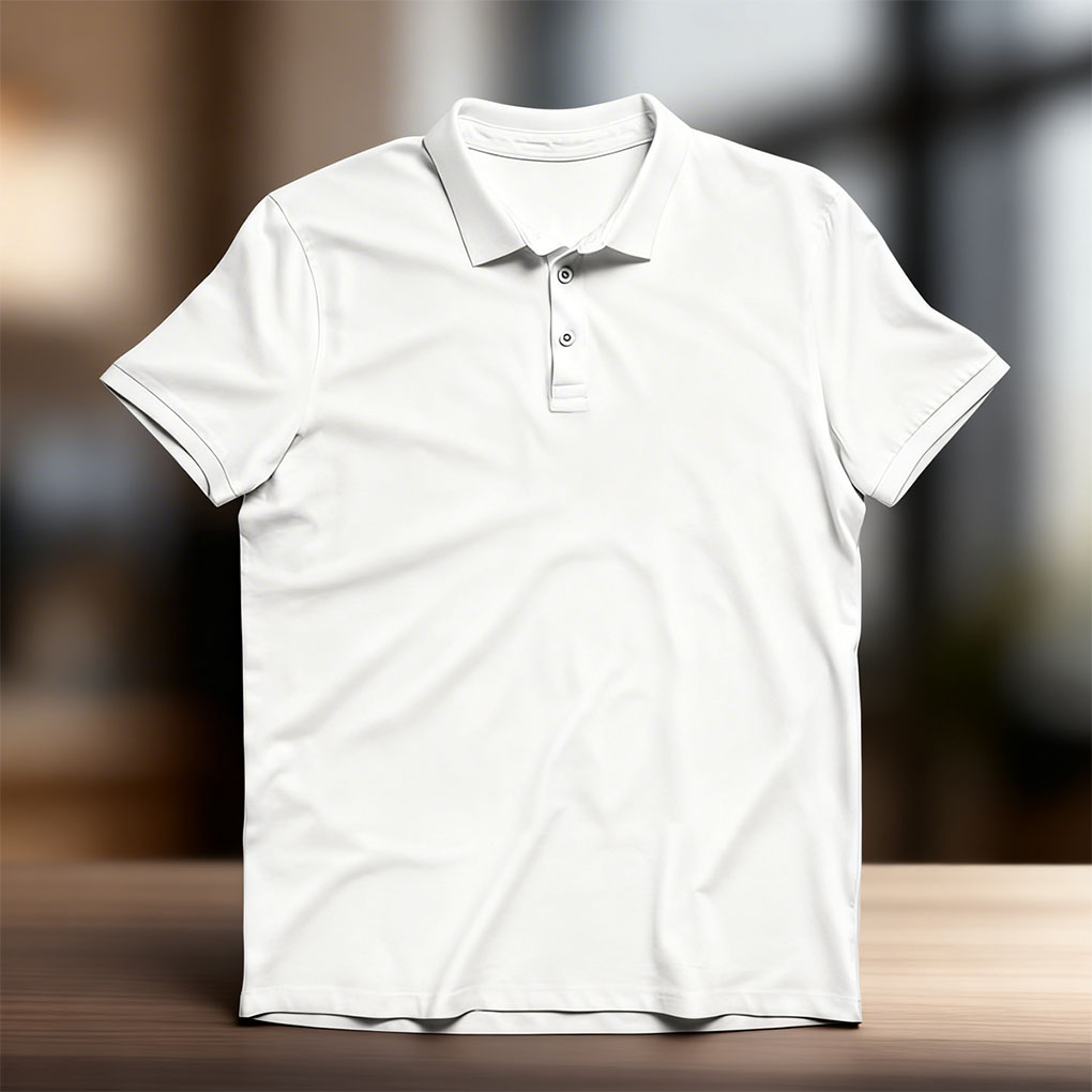 White polo shirt for custom logo and T-shirt printing for businesses and corporate uniforms in Dubai