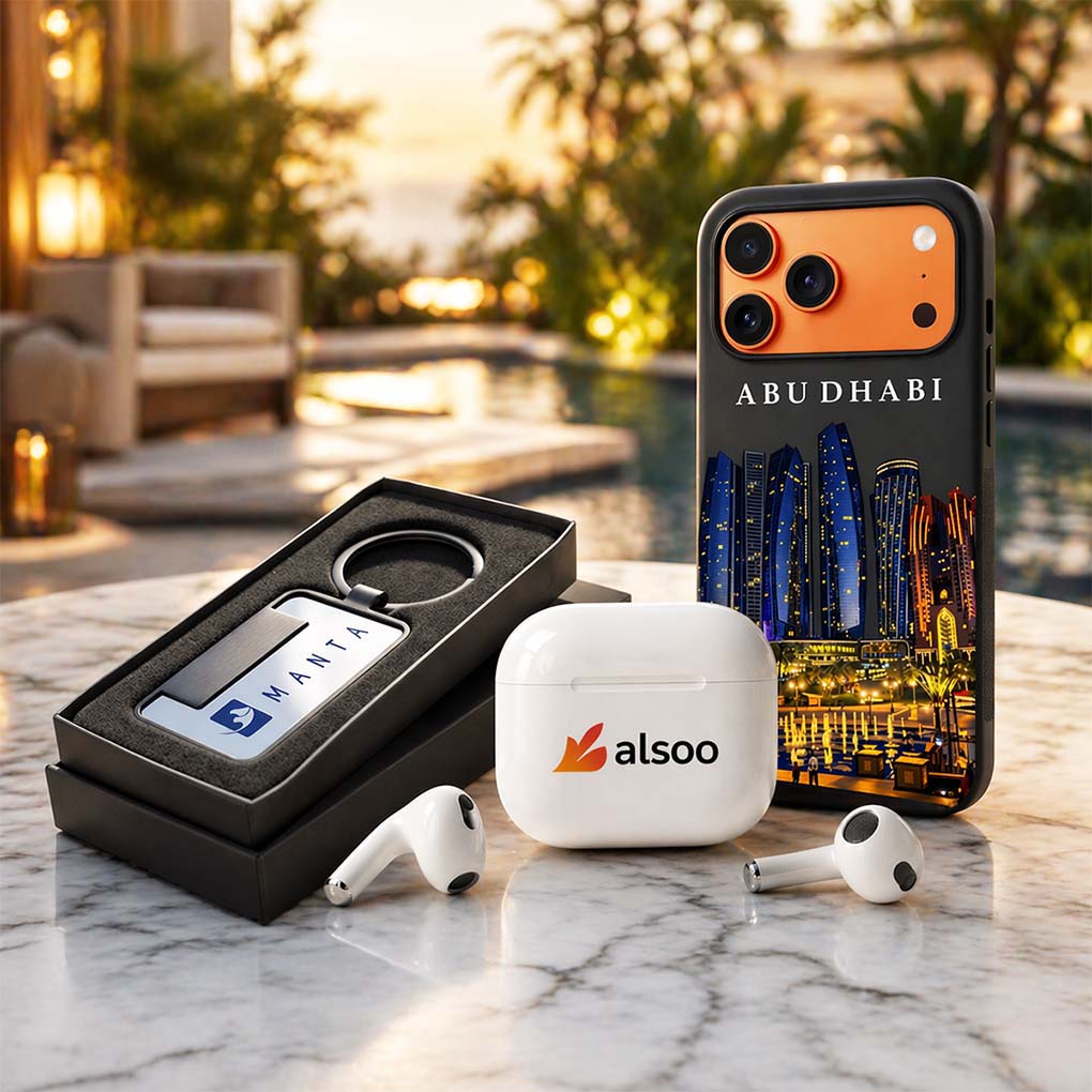 Custom UV printing on phone cases, AirPods cases and corporate gifts in Dubai