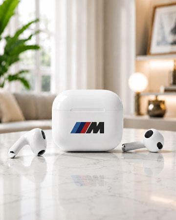 Custom logo UV printing on AirPods case in Dubai