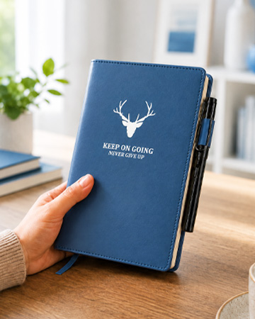 Custom branded notebook printing for corporate gifts and promotions in Dubai